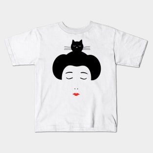 Geisha and Cat Kids T-Shirt